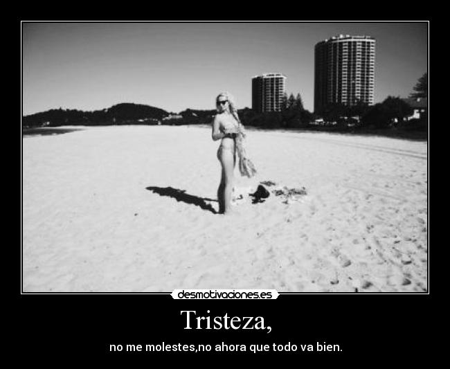 Tristeza, - no me molestes,no ahora que todo va bien.