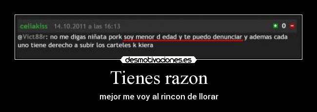 Tienes razon - mejor me voy al rincon de llorar