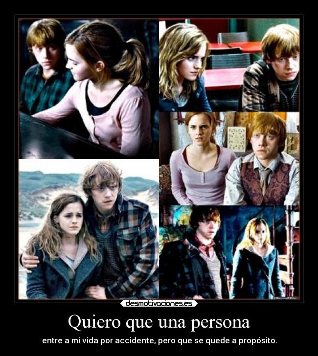 Quiero que una persona - entre a mi vida por accidente, pero que se quede a propósito.