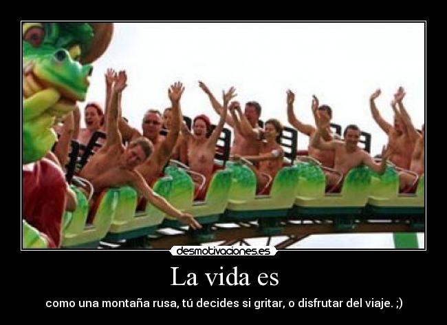La vida es - como una montaña rusa, tú decides si gritar, o disfrutar del viaje. ;)