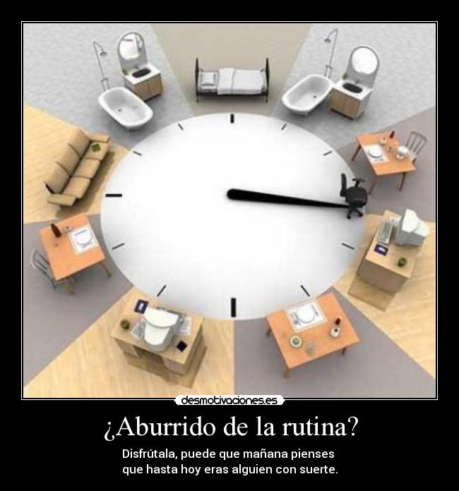 ¿Aburrido de la rutina? - Disfrútala, puede que mañana pienses
que hasta hoy eras alguien con suerte.