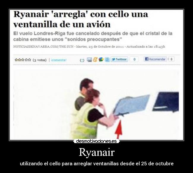 Ryanair - utilizando el cello para arreglar ventanillas desde el 25 de octubre