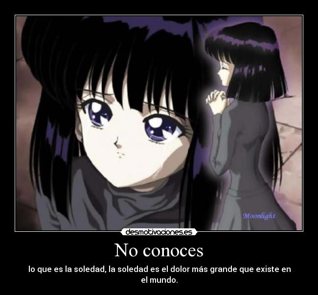 No conoces - lo que es la soledad, la soledad es el dolor más grande que existe en el mundo.