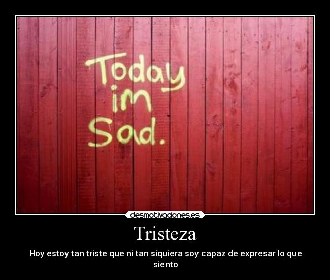 Tristeza - Hoy estoy tan triste que ni tan siquiera soy capaz de expresar lo que siento