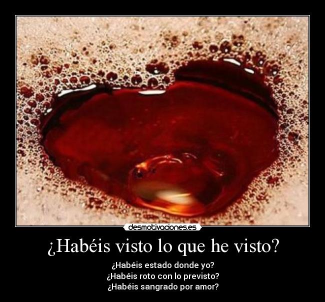 ¿Habéis visto lo que he visto? - ¿Habéis estado donde yo?
¿Habéis roto con lo previsto?
¿Habéis sangrado por amor?