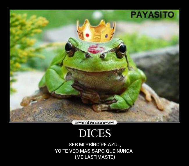 DICES - SER MI PRÍNCIPE AZUL,
YO TE VEO MAS SAPO QUE NUNCA 
(ME LASTIMASTE)