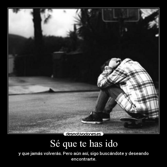 Sé que te has ido - y que jamás volverás. Pero aún así, sigo buscándote y deseando encontrarte.