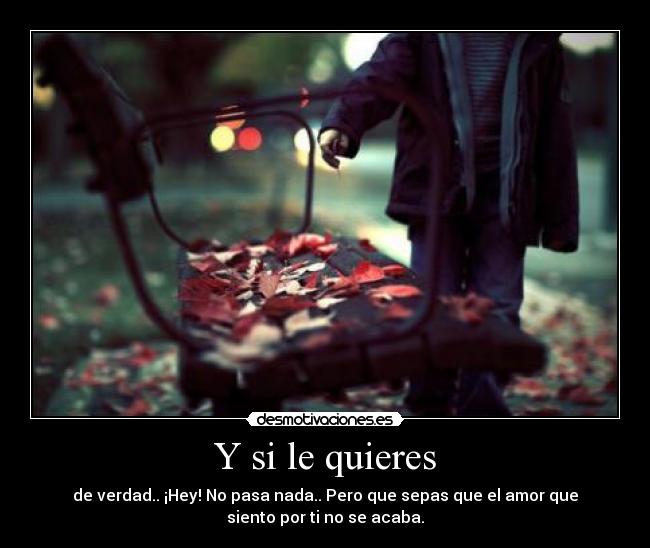 Y si le quieres - de verdad.. ¡Hey! No pasa nada.. Pero que sepas que el amor que
siento por ti no se acaba.