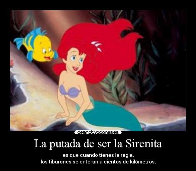 La putada de ser la Sirenita - es que cuando tienes la regla,
los tiburones se enteran a cientos de kilómetros.