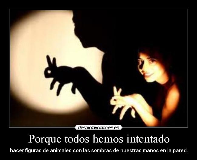 Porque todos hemos intentado - hacer figuras de animales con las sombras de nuestras manos en la pared.