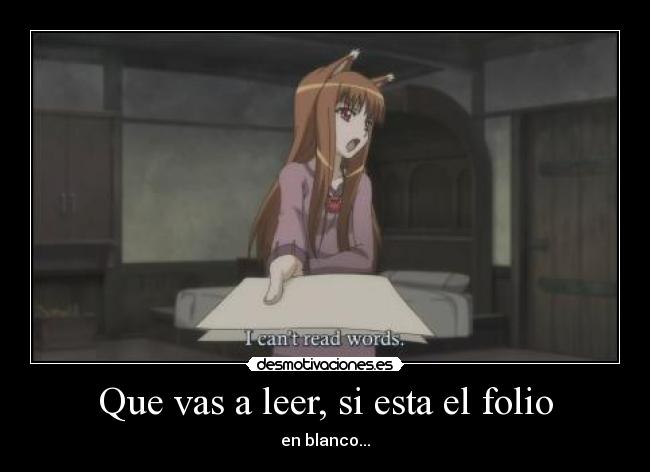 Que vas a leer, si esta el folio - en blanco...