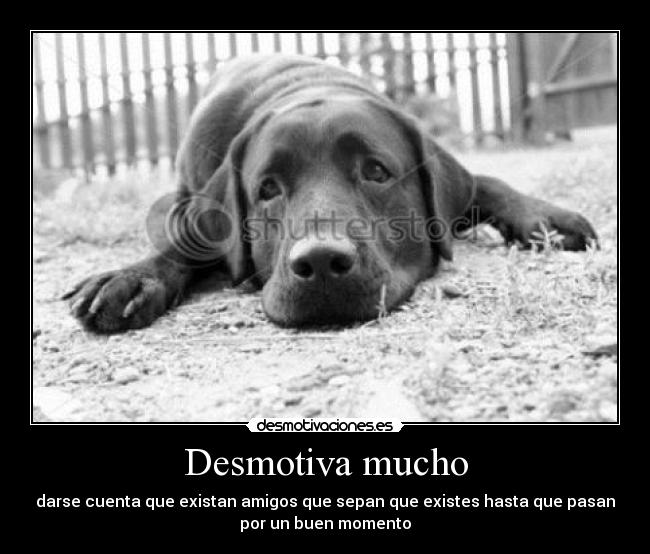 Desmotiva mucho - darse cuenta que existan amigos que sepan que existes hasta que pasan
por un buen momento