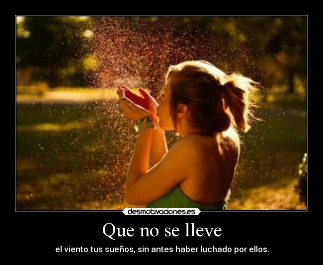 Que no se lleve - el viento tus sueños, sin antes haber luchado por ellos.