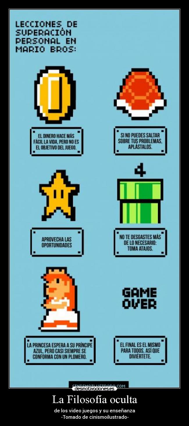 carteles filosofia mario bros filosofia aprender ensenar desmotivaciones