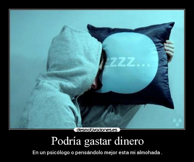 Podría gastar dinero - En un psicólogo o pensándolo mejor esta mi almohada .