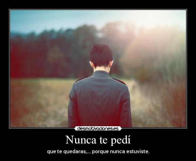 Nunca te pedí - que te quedaras,... porque nunca estuviste.