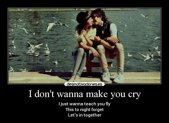 I dont wanna make you cry - I just wanna teach you fly
This to night forget
Lets in together