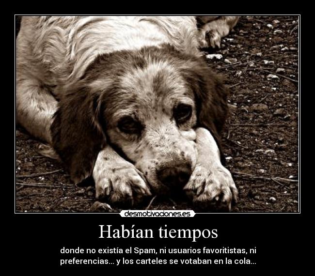 Habían tiempos - donde no existía el Spam, ni usuarios favoritistas, ni
preferencias... y los carteles se votaban en la cola...