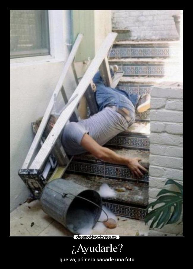 ¿Ayudarle? - que va, primero sacarle una foto