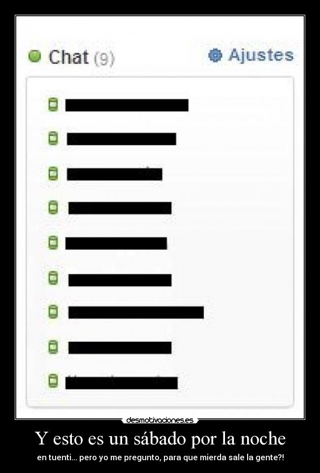 Y esto es un sábado por la noche - en tuenti... pero yo me pregunto, para que mierda sale la gente?!