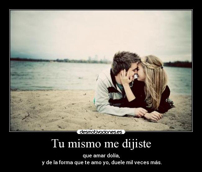 Tu mismo me dijiste - que amar dolía,
y de la forma que te amo yo, duele mil veces más.