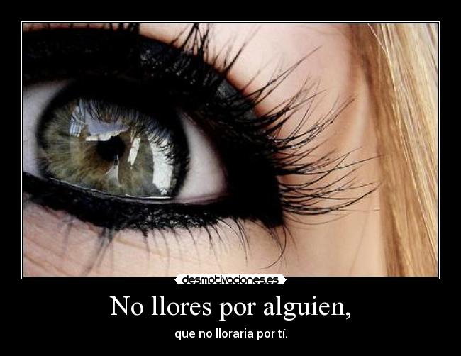 No llores por alguien, - que no lloraria por tí.