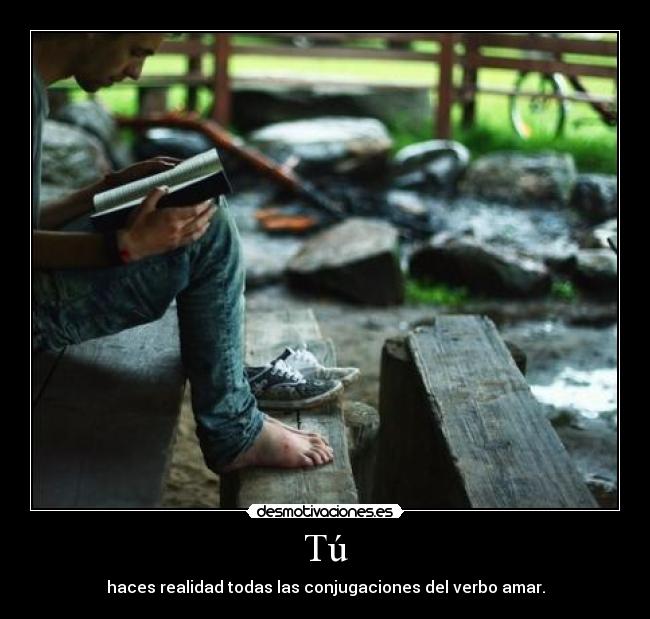 Tú - haces realidad todas las conjugaciones del verbo amar.