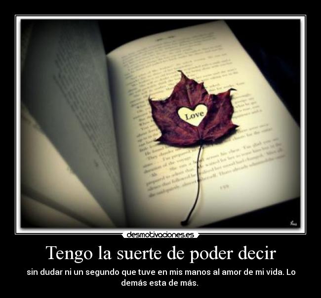 Tengo la suerte de poder decir - sin dudar ni un segundo que tuve en mis manos al amor de mi vida. Lo
demás esta de más. ♥