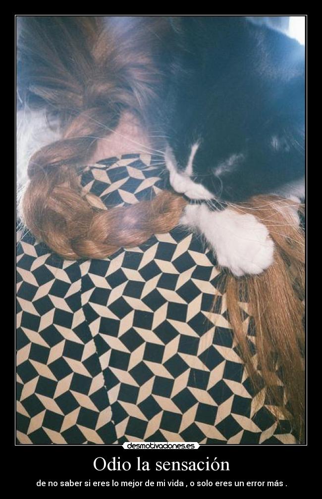 Odio la sensación - de no saber si eres lo mejor de mi vida , o solo eres un error más .