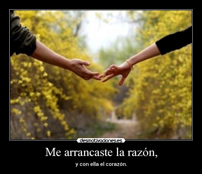 Me arrancaste la razón, - y con ella el corazón.