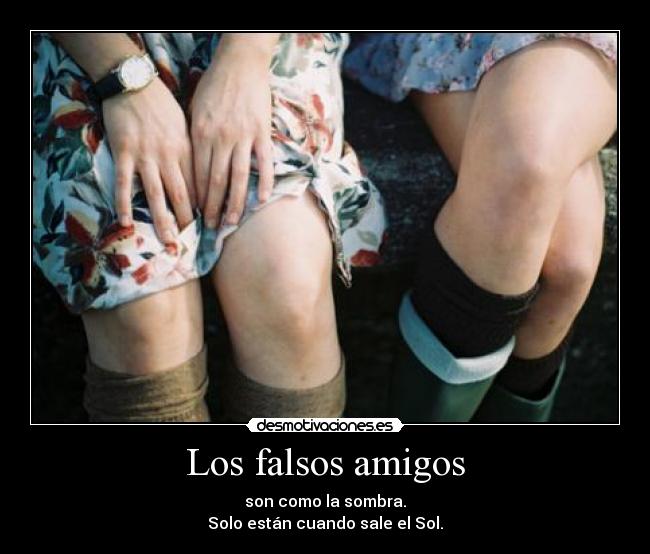 Los falsos amigos - son como la sombra.
Solo están cuando sale el Sol.