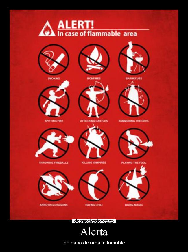 Alerta - en caso de area inflamable