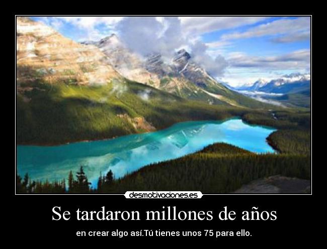 Se tardaron millones de años - en crear algo así.Tú tienes unos 75 para ello.