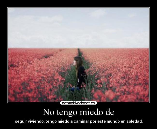 No tengo miedo de - seguir viviendo, tengo miedo a caminar por este mundo en soledad.