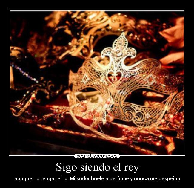 Sigo siendo el rey - aunque no tenga reino. Mi sudor huele a perfume y nunca me despeino