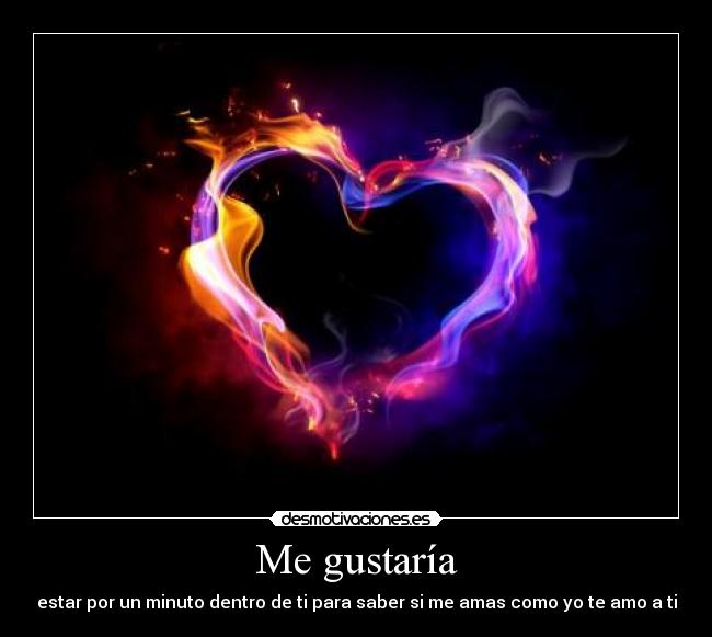 Me gustaría - estar por un minuto dentro de ti para saber si me amas como yo te amo a ti