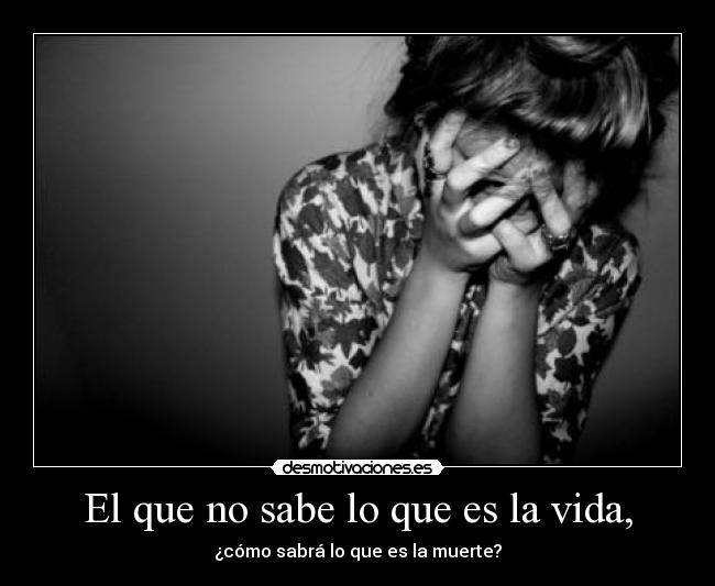 El que no sabe lo que es la vida, -