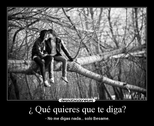 ¿ Qué quieres que te diga? - - No me digas nada... solo Besame.