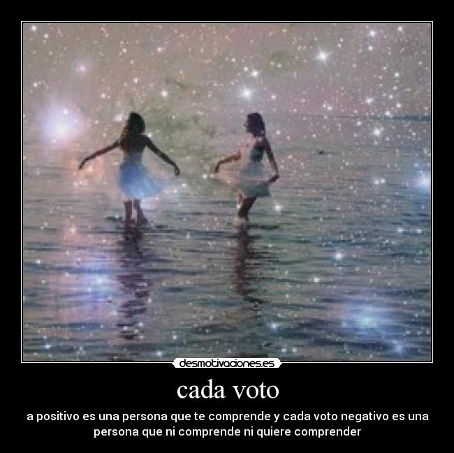 cada voto - a positivo es una persona que te comprende y cada voto negativo es una
persona que ni comprende ni quiere comprender