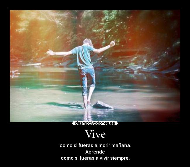 Vive - como si fueras a morir mañana.
Aprende
como si fueras a vivir siempre.