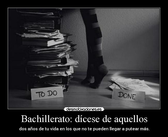 Bachillerato: dícese de aquellos - dos años de tu vida en los que no te pueden llegar a putear más.