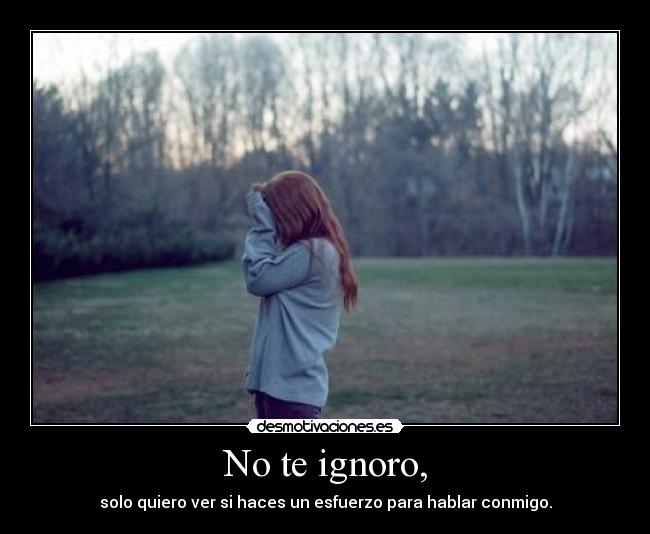 No te ignoro, - solo quiero ver si haces un esfuerzo para hablar conmigo.