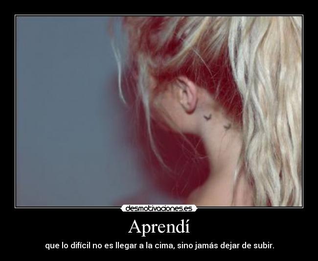 Aprendí - que lo difícil no es llegar a la cima, sino jamás dejar de subir.