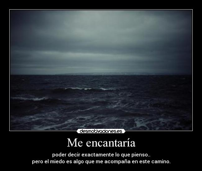 Me encantaría - poder decir exactamente lo que pienso..
pero el miedo es algo que me acompaña en este camino.