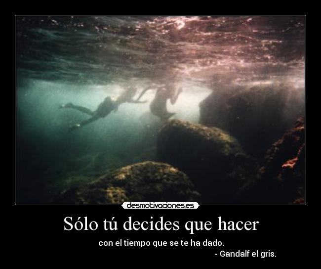 Sólo tú decides que hacer - con el tiempo que se te ha dado.
- Gandalf el gris.