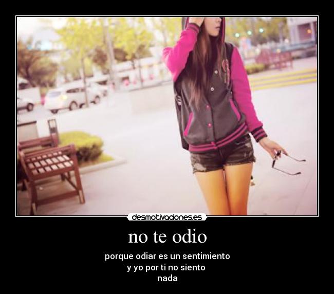 no te odio - porque odiar es un sentimiento
y yo por ti no siento 
nada