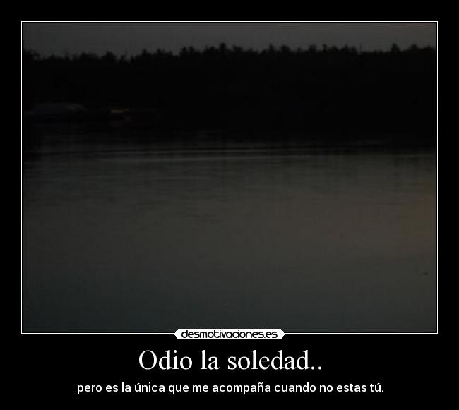 Odio la soledad.. - pero es la única que me acompaña cuando no estas tú.