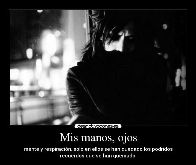 Mis manos, ojos - mente y respiración, solo en ellos se han quedado los podridos
recuerdos que se han quemado.