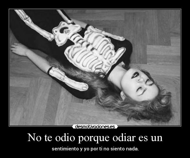 No te odio porque odiar es un - sentimiento y yo por ti no siento nada.