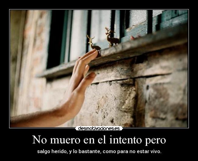No muero en el intento pero - salgo herido, y lo bastante, como para no estar vivo.